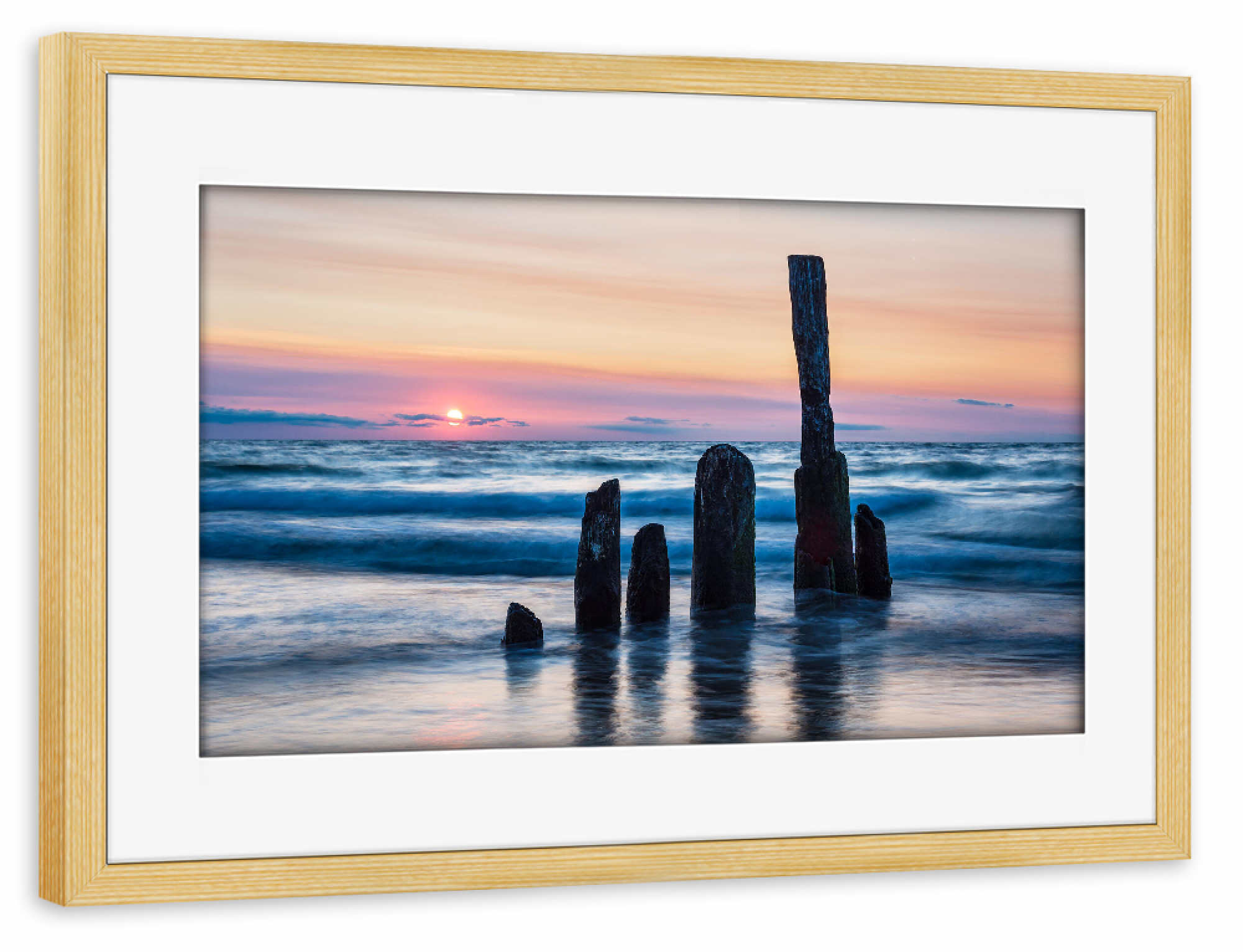Poster mit Rahmen kiefer "Sonnenuntergang bei Kühlungsborn" artboxONE - Natur,Reise,Reise / Strand und Meer