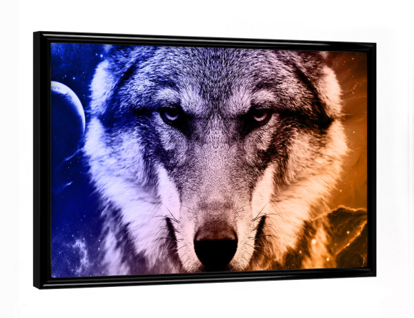 Poster mit schwarzem Rahmen "Wolf Galaxy I (matart)" artboxONE - Natur,Tiere,Galaxy