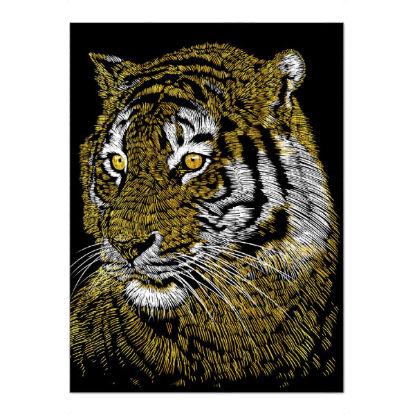 Puzzle Ravensburger "Gold Tiger" artboxONE - Tiere - Tiger,Predator,Feline,Cat,Sketch,Wild,Savage,Golden,Animal,Tier,Gold,Portrait - Bild tiger
