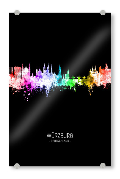 Acrylglasbild "Würzburg Skyline Colour Black" artboxONE - Städte