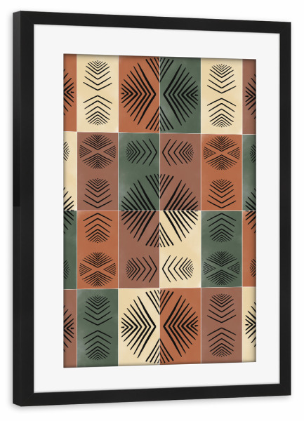 Poster mit Rahmen schwarz "Mudcloth Tiles Third" artboxONE - Abstrakt