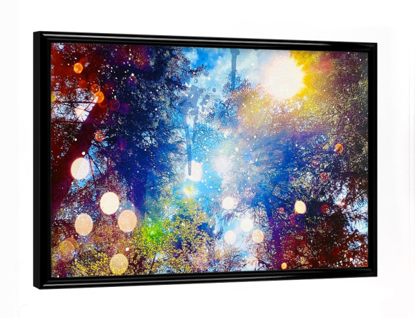 Poster mit schwarzem Rahmen "Happy Forest" artboxONE - Natur,Abstrakt - Forest,Wald,Bäume,Trees,Natur,Nature,Abstract,Abstrakt,Colorful,Bunt