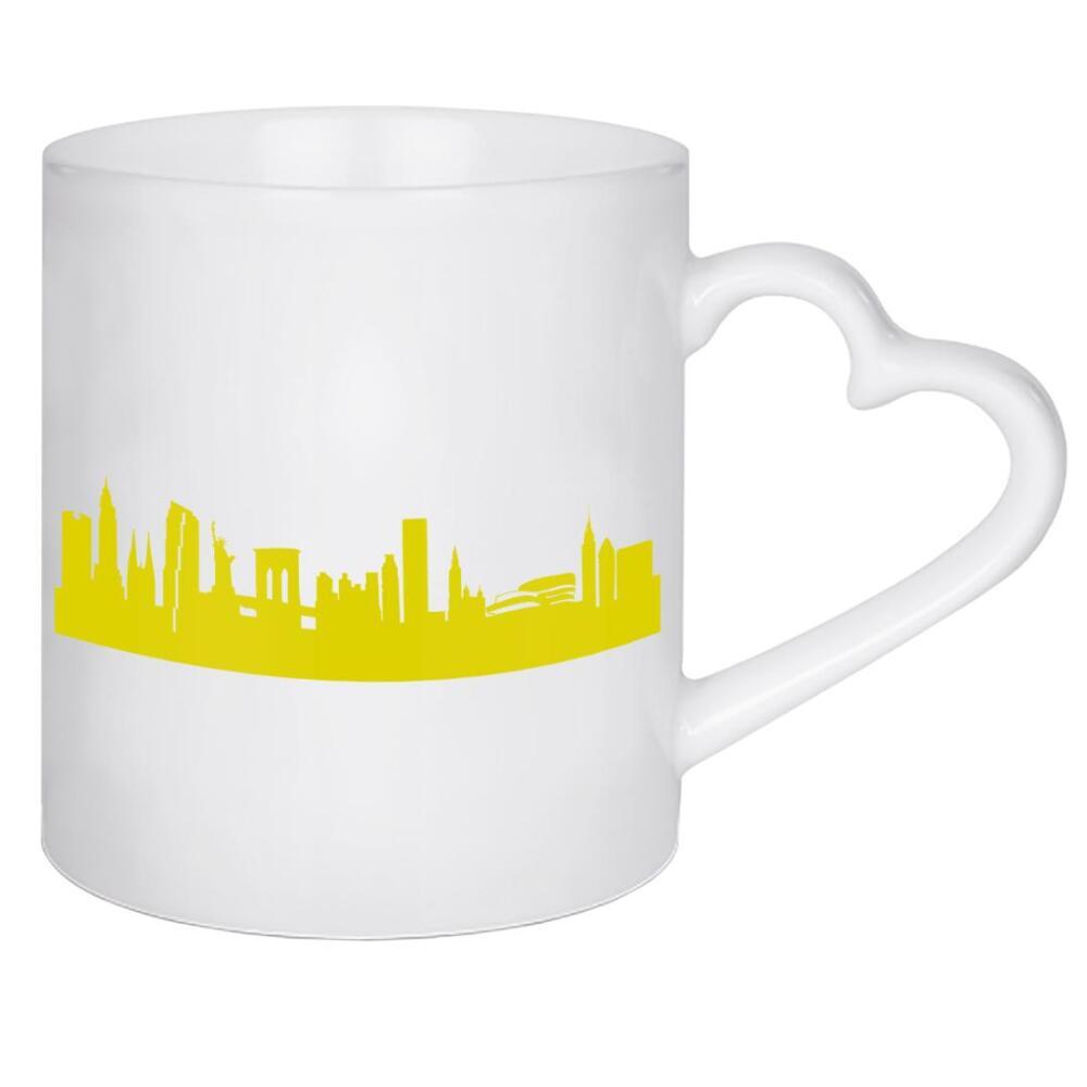 Herztasse "New York 06 Skyline Spring-Green Print monochrome" artboxONE - Städte,Städte / New York,Abstrakt,Architektur