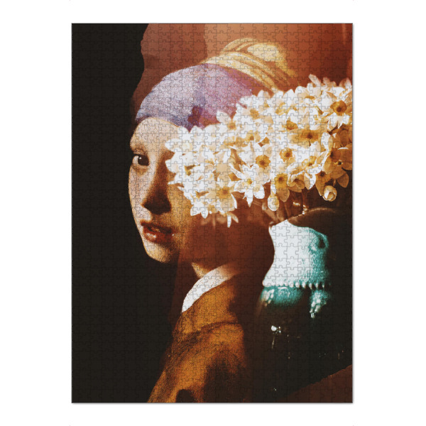 Puzzle Ravensburger "Girl with a Pearl Earring Collage" artboxONE - Floral,Menschen
