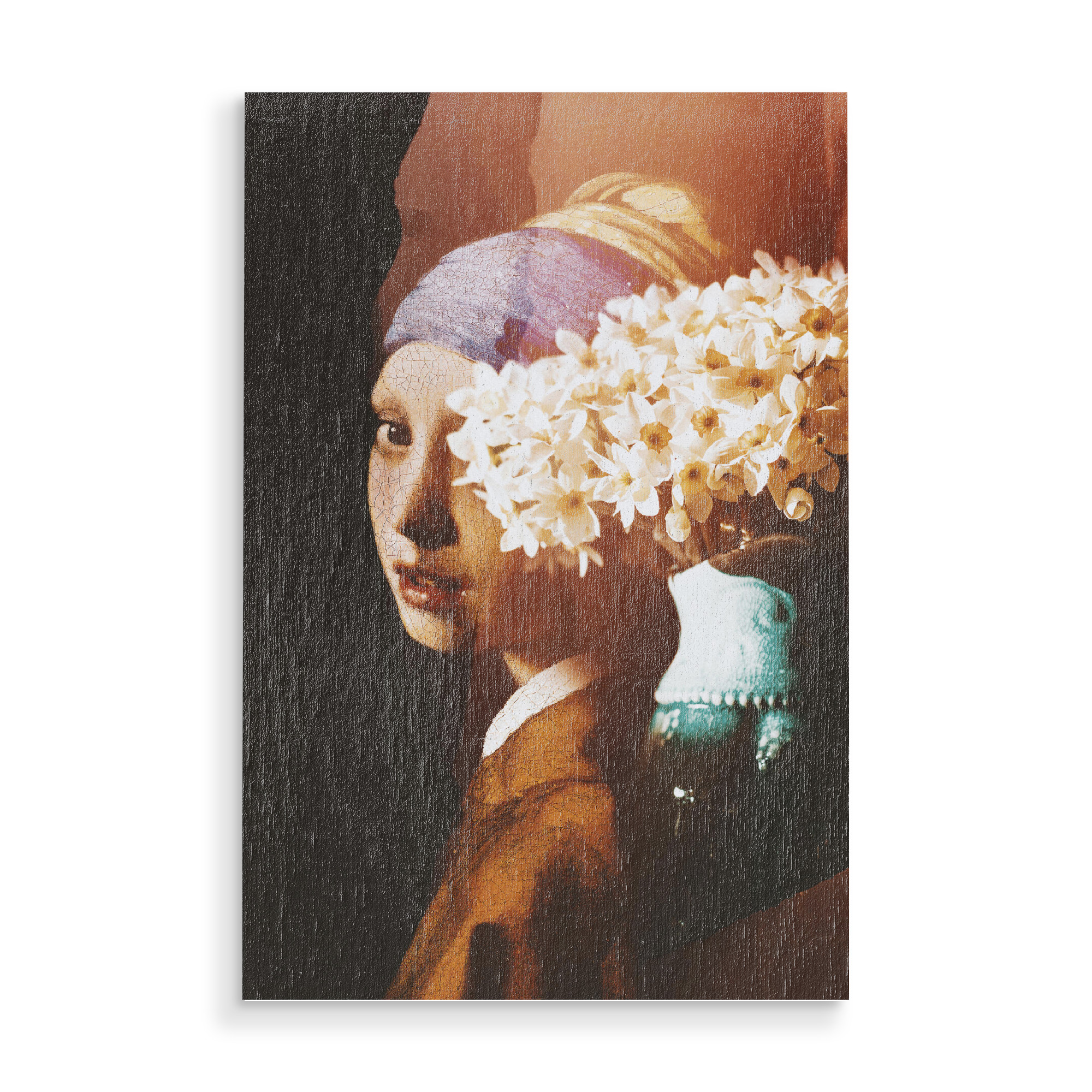 Holzbild "Girl with a Pearl Earring Collage" artboxONE - Floral,Menschen