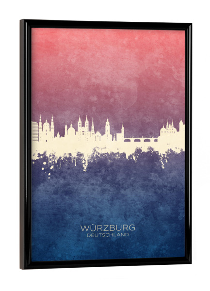 Poster mit schwarzem Rahmen "Würzburg Germany Skyline BlueRose" artboxONE - Städte