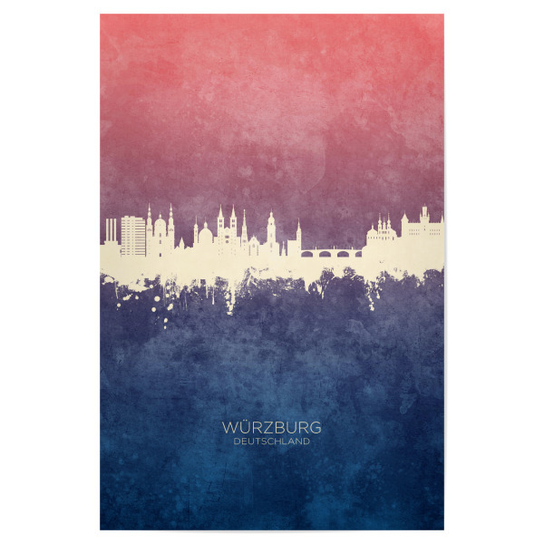 Poster 30x20 cm "Würzburg Germany Skyline BlueRose" artboxONE - Städte