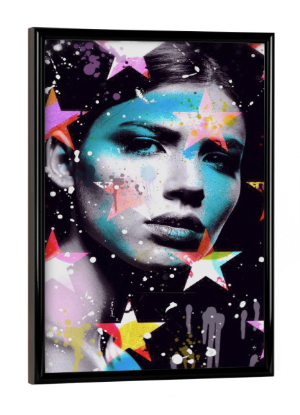 Poster mit schwarzem Rahmen "Girls with Stars Blue" artboxONE - Menschen,Liebe,Männer