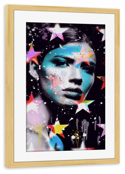 Poster mit Rahmen kiefer "Girls with Stars Blue" artboxONE - Menschen,Liebe,Männer