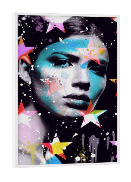 Poster mit weißem Rahmen "Girls with Stars Blue" artboxONE - Menschen,Liebe,Männer