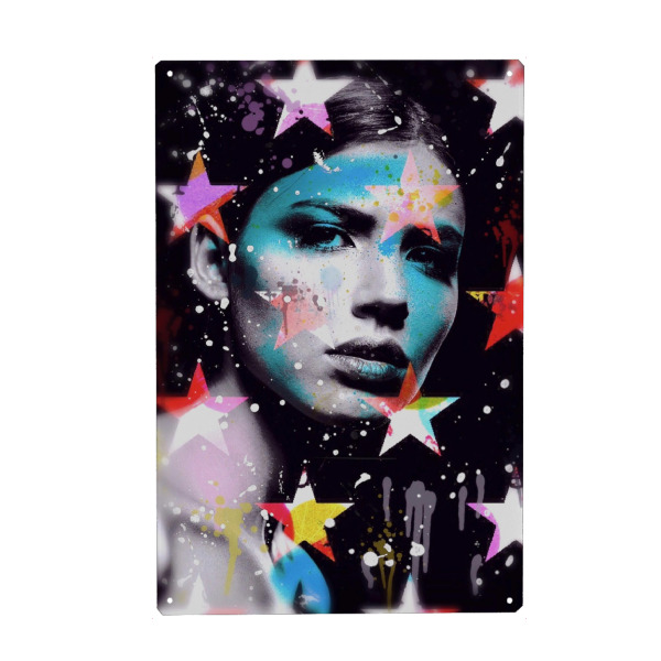 Metall Poster "Girls with Stars Blue" artboxONE - Menschen,Liebe,Männer