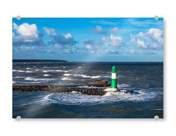Acrylglasbild "Die Mole in Warnemünde" artboxONE - Natur,Reise,Architektur,Reise / Strand und Meer