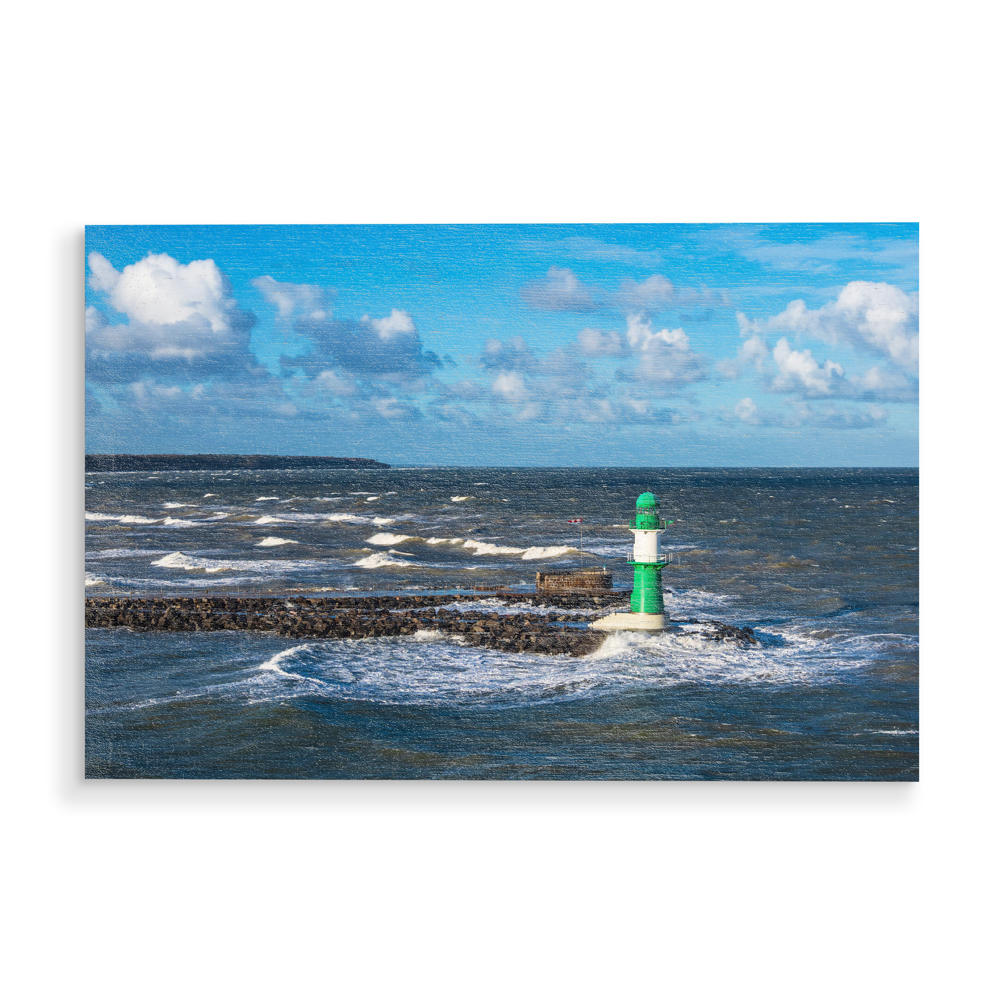 Holzbild "Die Mole in Warnemünde" artboxONE - Natur,Reise,Architektur,Reise / Strand und Meer