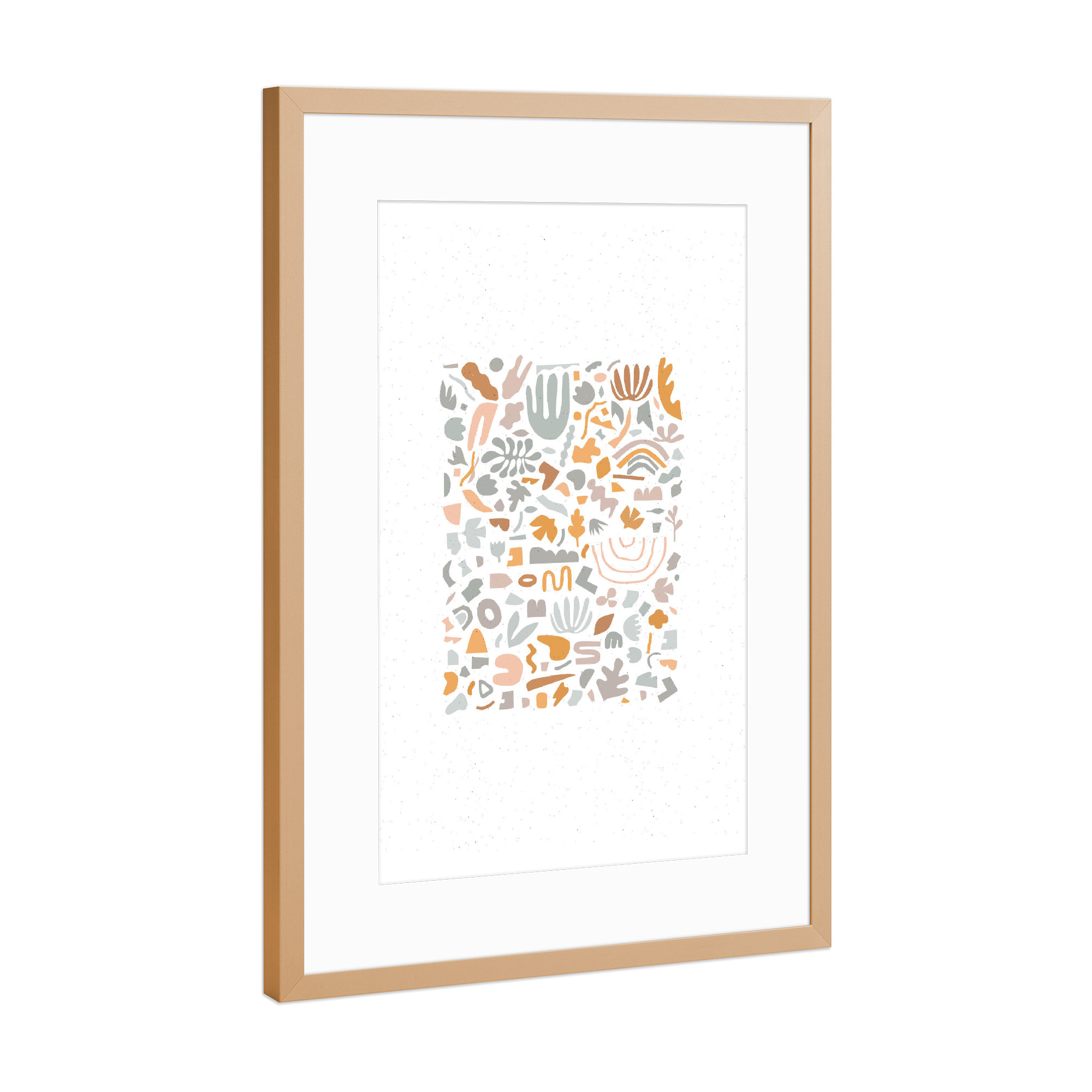 Poster mit Rahmen Kupfer "Abstract shapes grey and orange" artboxONE - Abstrakt,Geometrie