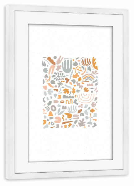 Poster mit Rahmen weiß "Abstract shapes grey and orange" artboxONE - Abstrakt,Geometrie