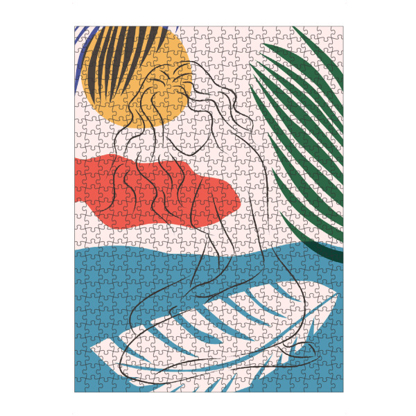 artboxONE Puzzle "Beach Girl Maria" artboxONE - Natur,Menschen - Minimalist,Summer,Sea,Beach,Girl,Woman,Frau,Leaves,Blätter,Colorful,Bunt