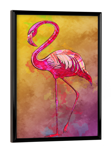Poster mit schwarzem Rahmen "Flamingo in pink" artboxONE - Natur,Tiere - Flamingo,Flamingos,Birds,Animal,Nature,Tier,Vogel,Bird