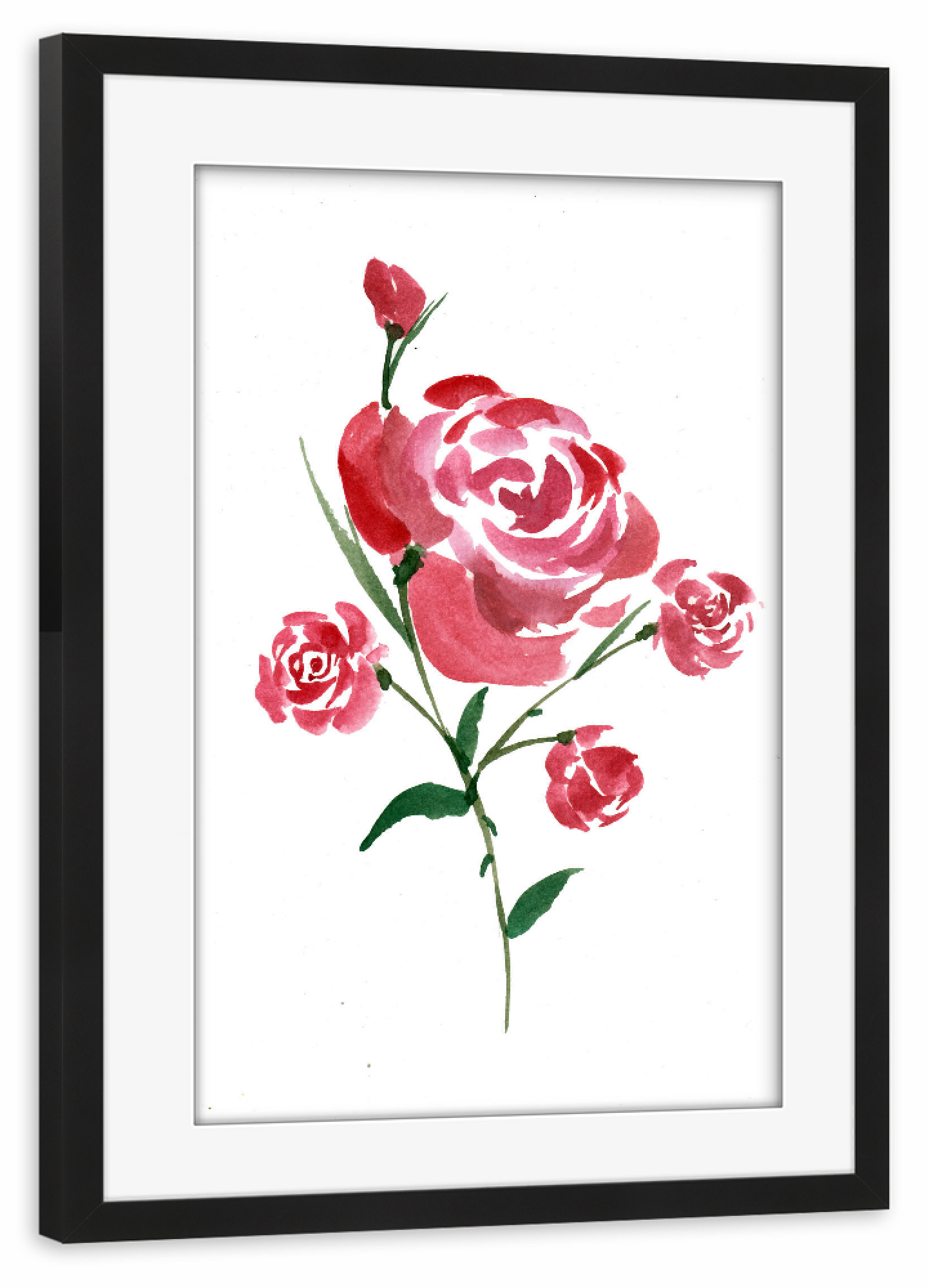Poster mit Rahmen schwarz "Simplistic Red Rose" artboxONE - Natur,Floral