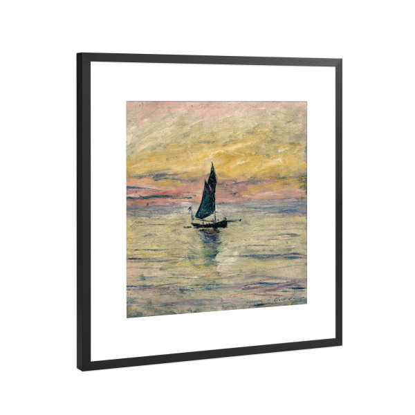 Poster mit Rahmen Schwarz (Metallic) "Das Segelboot, Abend-Effekt" artboxONE - Natur,Reise,Reise / Strand und Meer