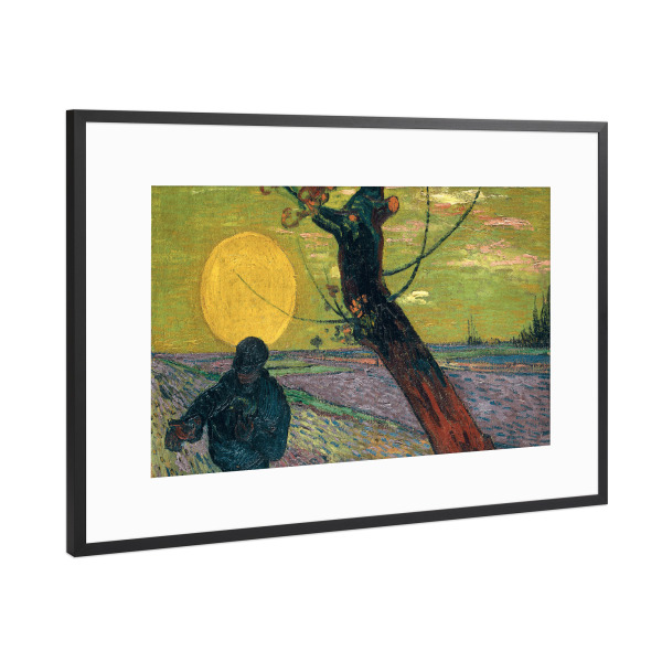 Poster mit Rahmen Schwarz (Metallic) "Der Sämann von van Gogh" artboxONE - Natur,Menschen,Männer