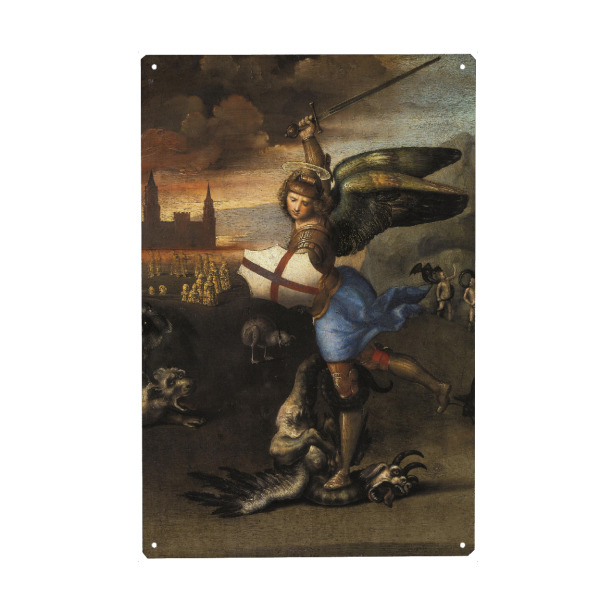 Metall Poster "Heiliger Michael und der Drache" artboxONE - Natur,Architektur,Fiktion,Männer