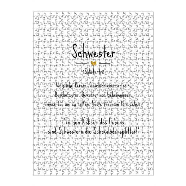Puzzle Ravensburger "Schwester | Definition (DE)" artboxONE - Typografie,Für Kinder,Schwarzweiß,Liebe,Lustig
