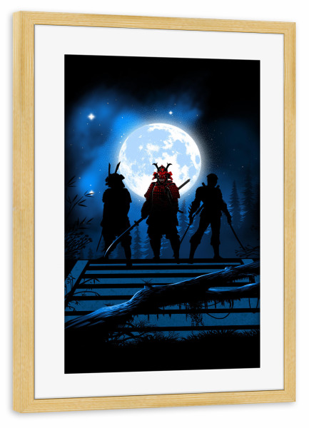 Poster mit Rahmen kiefer "Two Samurai and Ninja" artboxONE - Comic,Reise / Asien,Männer