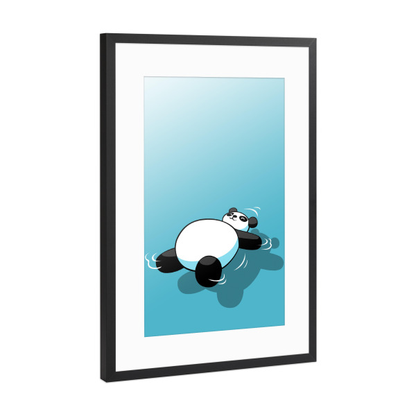 Poster mit Rahmen Schwarz (Metallic) "Sleeping Panda" artboxONE - Für Kinder,Tiere