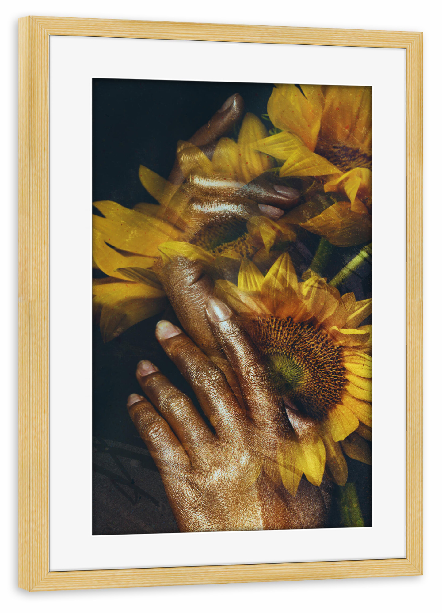 Poster mit Rahmen kiefer "Floral hands" artboxONE - Natur,Floral,Menschen