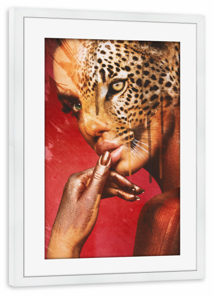 Poster mit Rahmen weiß "Jungle girl" artboxONE - Natur,Tiere,Menschen