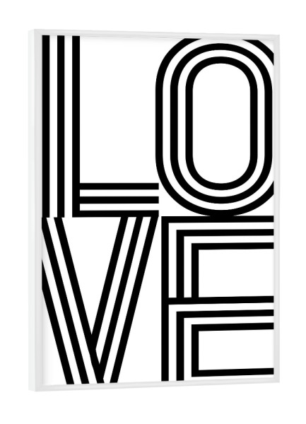 Poster mit weißem Rahmen "LOVE 4 Buchstaben Retro white" artboxONE - Typografie,Liebe,Buchstaben,Für Mama
