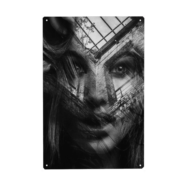 Holzbild "Grey eyes" artboxONE - Menschen,Schwarzweiß,Architektur