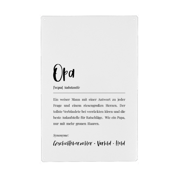 Holzbild "Opa Definition Lexikon" artboxONE - Typografie,Menschen,Schwarzweiß,Männer