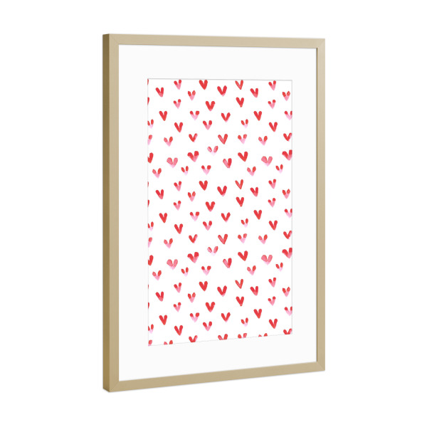 Poster mit Rahmen Gold "Liebesherzen" artboxONE - Liebe,Weihnachten,Für Mama