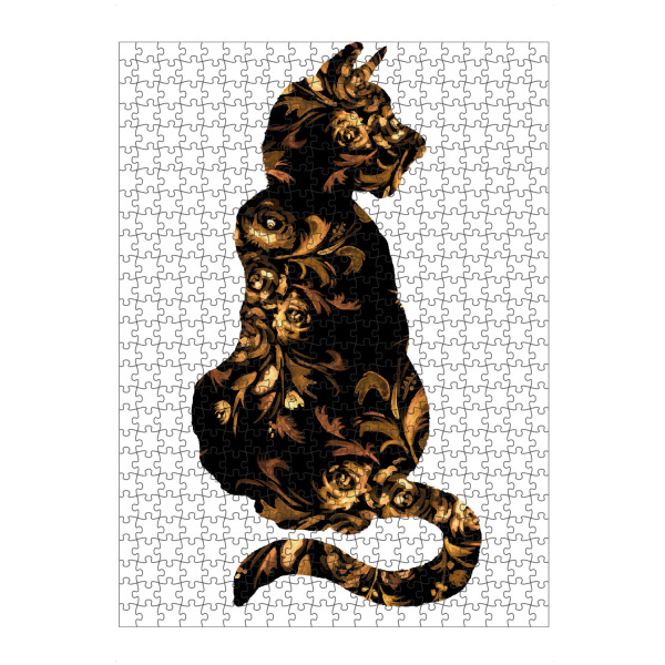 artboxONE Puzzle "Black and Golden Flower Cat" artboxONE - Floral,Tiere