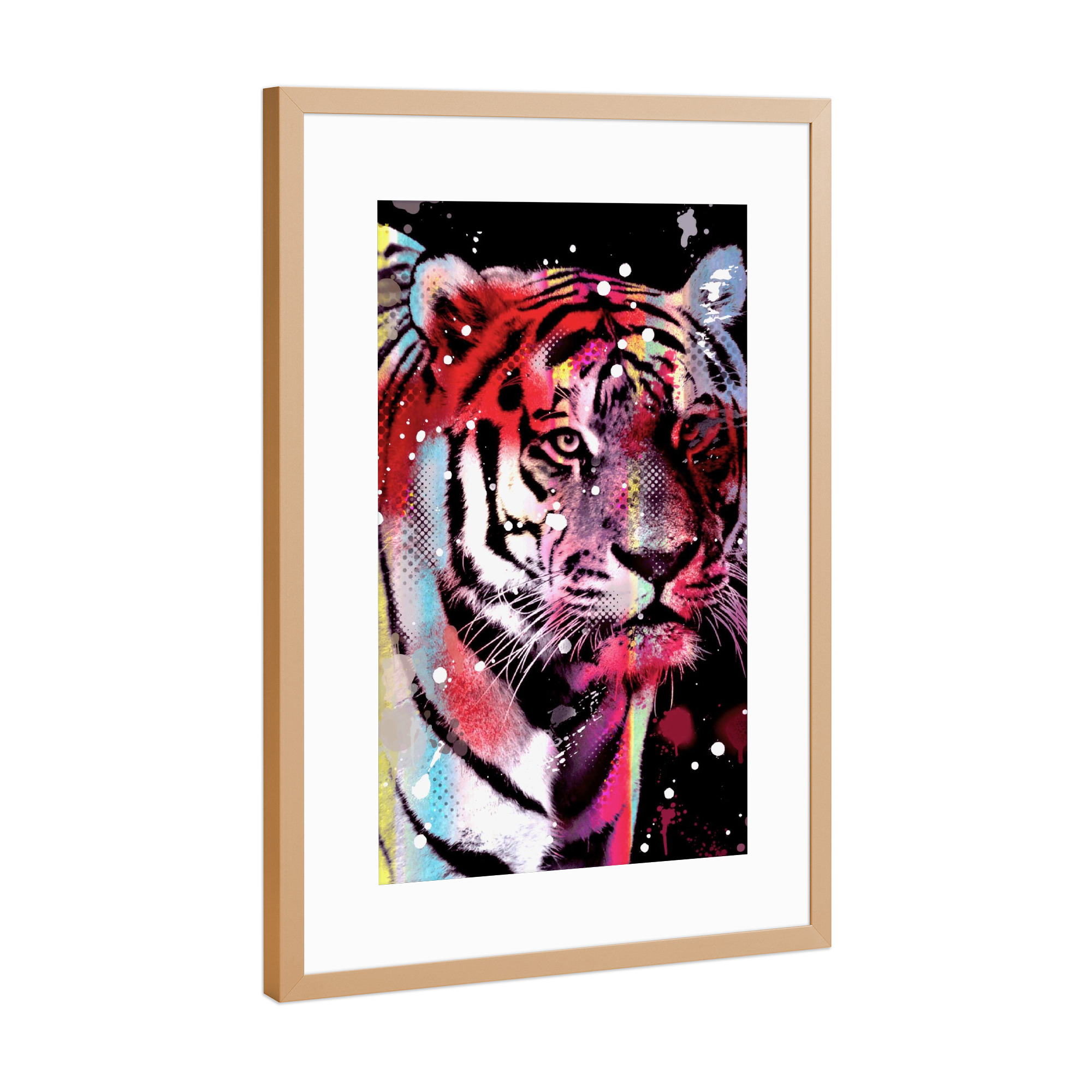 Poster mit Rahmen Kupfer "Pop Art Tiger" artboxONE - Tiere