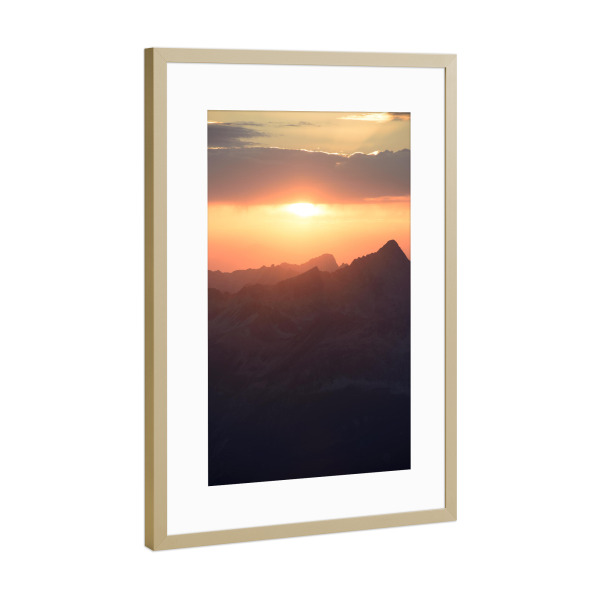 Poster mit Rahmen Gold "Vivid sunset from Piz Languard" artboxONE - Natur,Reise