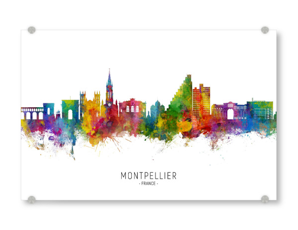 Acrylglasbild "Montpellier France Skyline txt" artboxONE - Städte