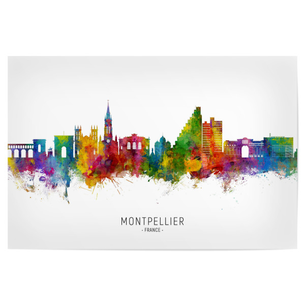 Poster "Montpellier France Skyline txt" artboxONE - Städte