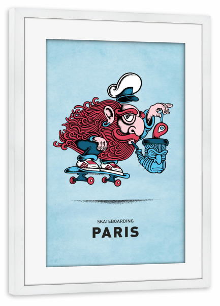 Poster mit Rahmen weiß "Paris Skateboard Pipe" artboxONE - Städte,Reise,Städte / Paris