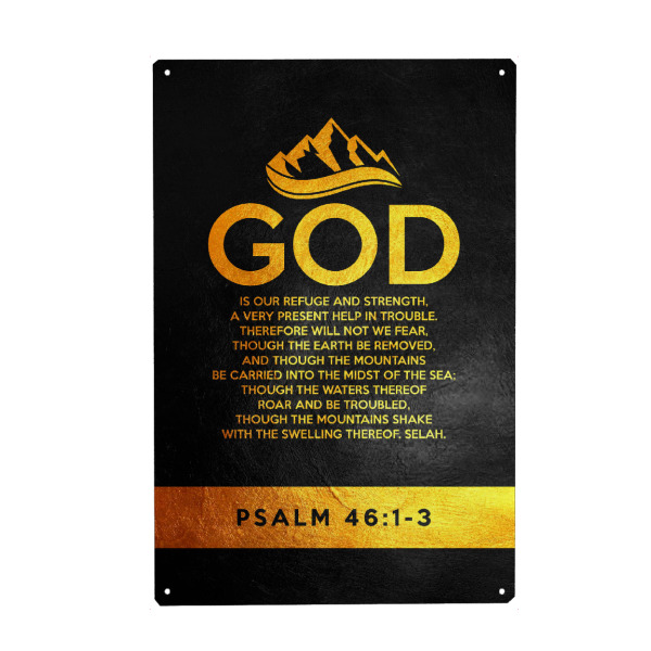 Metall Poster "Psalm 46:1-3" artboxONE - Typografie,Natur