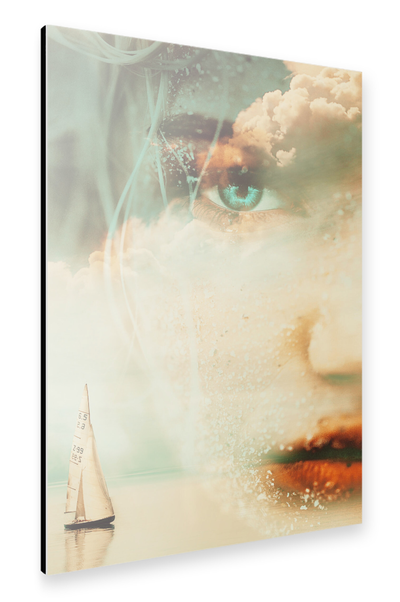 Alu-Dibond "Sail Boat and girl" 75x50 cm artboxONE