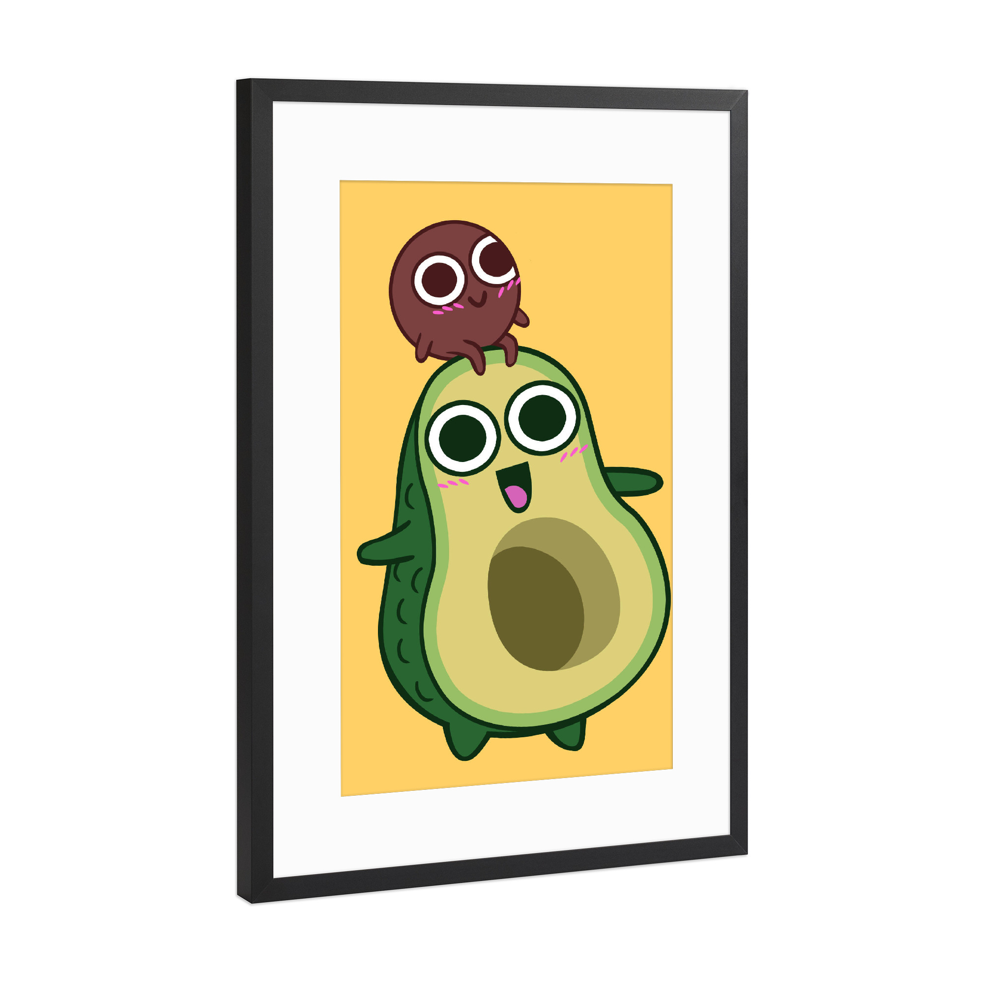 Poster mit Rahmen Schwarz (Metallic) "Mother Avocado" artboxONE - Essen & Trinken,Lustig