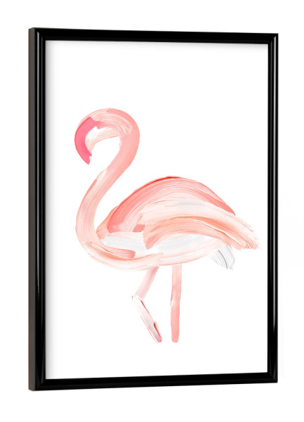 Poster mit schwarzem Rahmen "Painted Flamingo" artboxONE - Für Kinder,Tiere,Abstrakt,Liebe