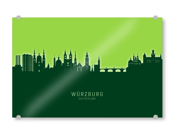 Acrylglasbild "Würzburg Skyline Glow Green" artboxONE - Städte