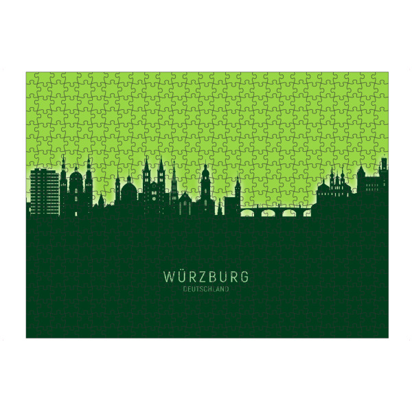 Puzzle Ravensburger "Würzburg Skyline Glow Green" artboxONE - Städte