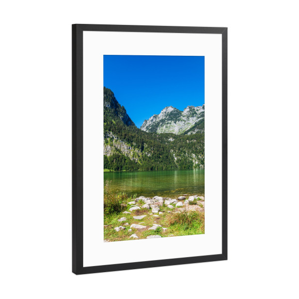 Poster mit Rahmen Schwarz (Metallic) "Berge am Königssee" artboxONE - Natur,Reise