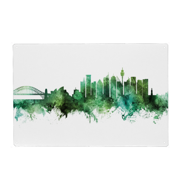 Holzbild "Sydney Australia Skyline Green" artboxONE - Städte,Städte / Sydney