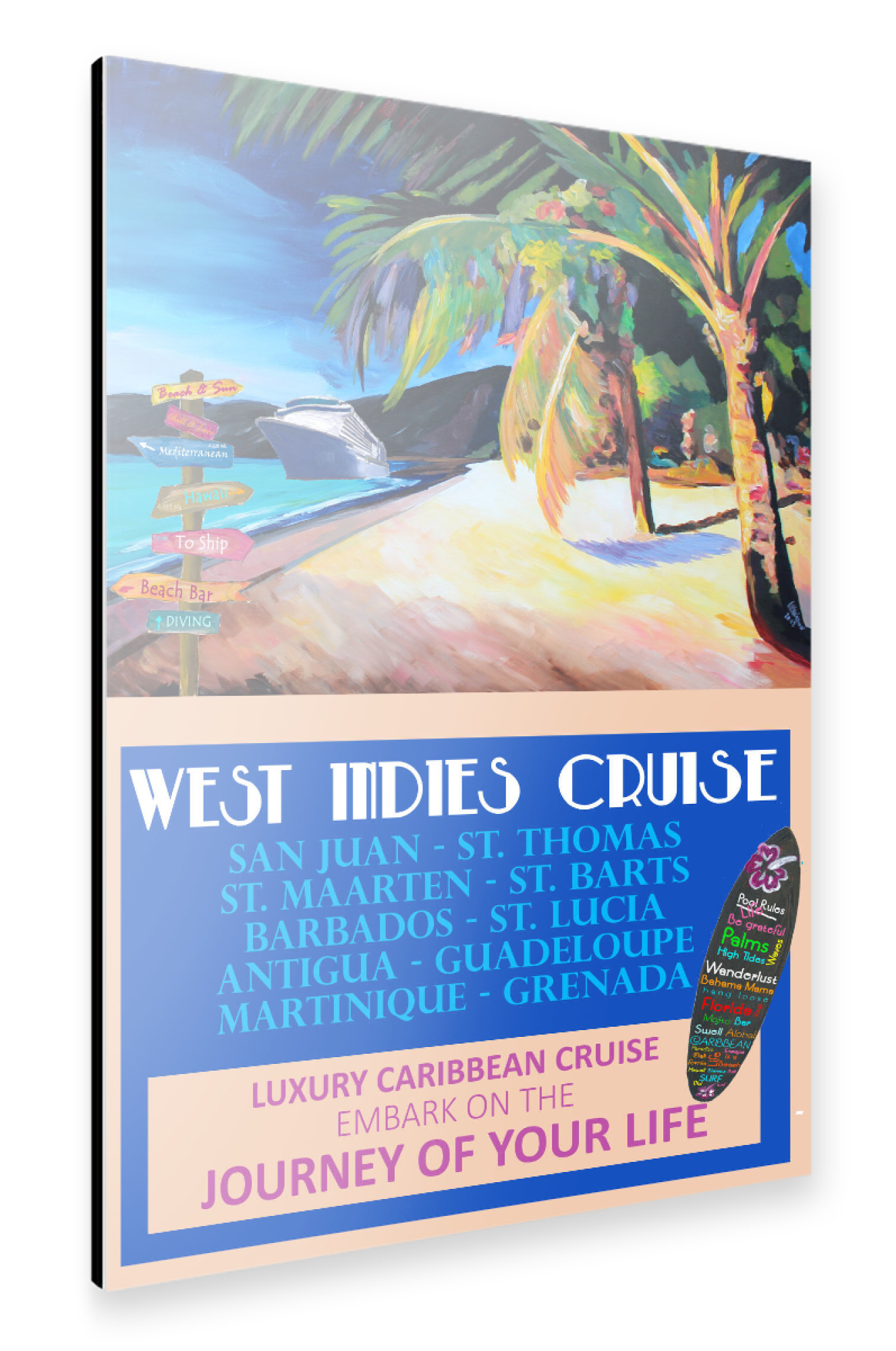 Alu-Dibond "West Indies Kreuzfahrt" 30x20 cm artboxONE