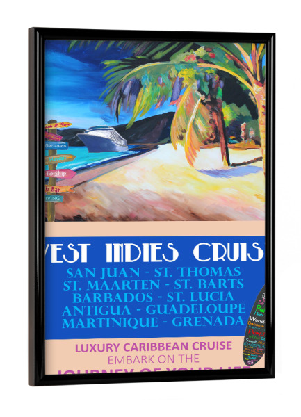 Poster mit schwarzem Rahmen "West Indies Kreuzfahrt" artboxONE - Reise,Reise / Strand und Meer